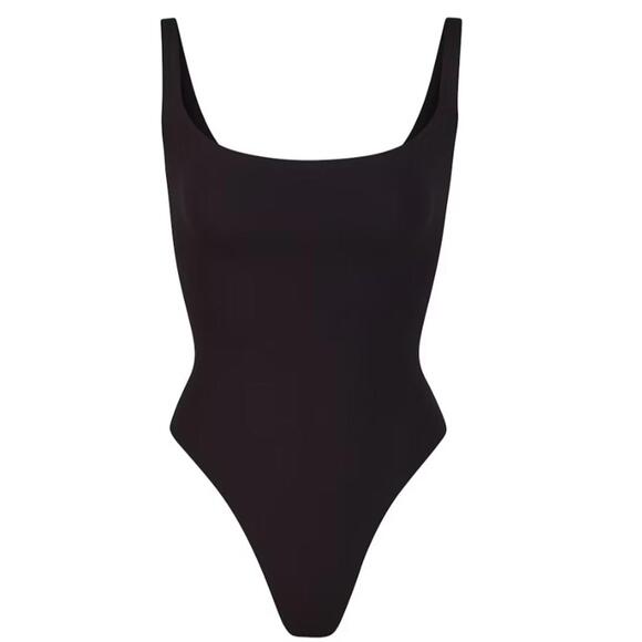 NWT Skims Fits Everybody Square Neck Bodysuit Onyx Black Size Medium - Picture 7 of 7